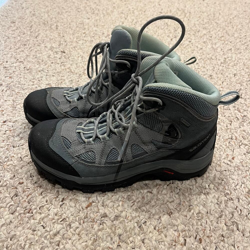 Salomon Authentic LTR GTX Hiking Boots Sz 8 Gray Blue Gorpcore Hike Trail